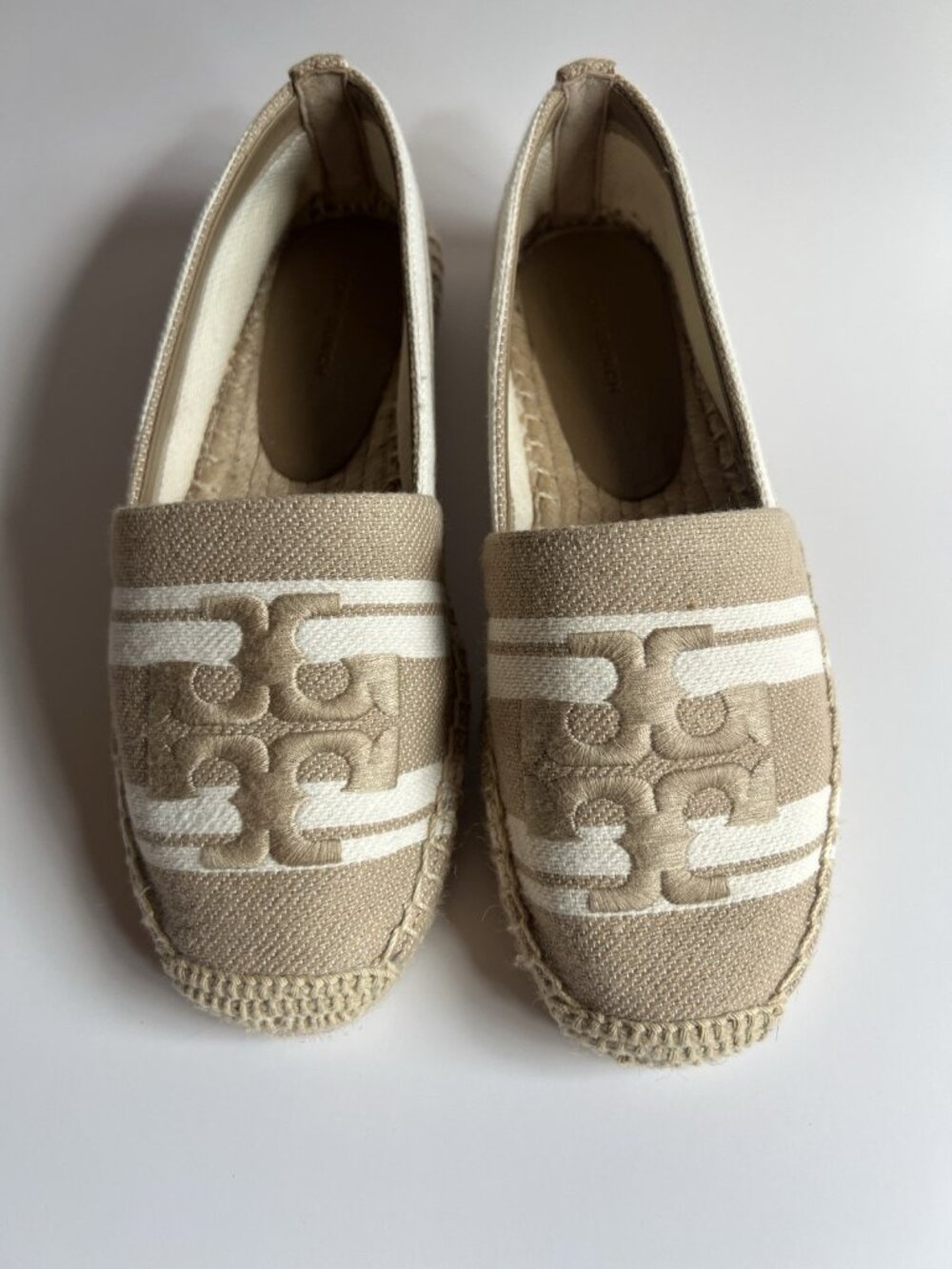 Tory Burch Double T Jacquard Stripe Espadrilles 6 M